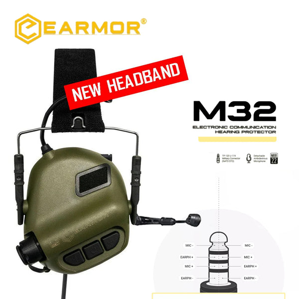 【新品】EARMOR/OPSMEN M32 ヘッドセット オリーブグリーン OD OPSMEN EARMOR M32 Tactical Headset Communication Shooting Hearing