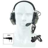 Tactical Headset & PTT Set for Noise Canceling Headphones Military Aviation Shooting