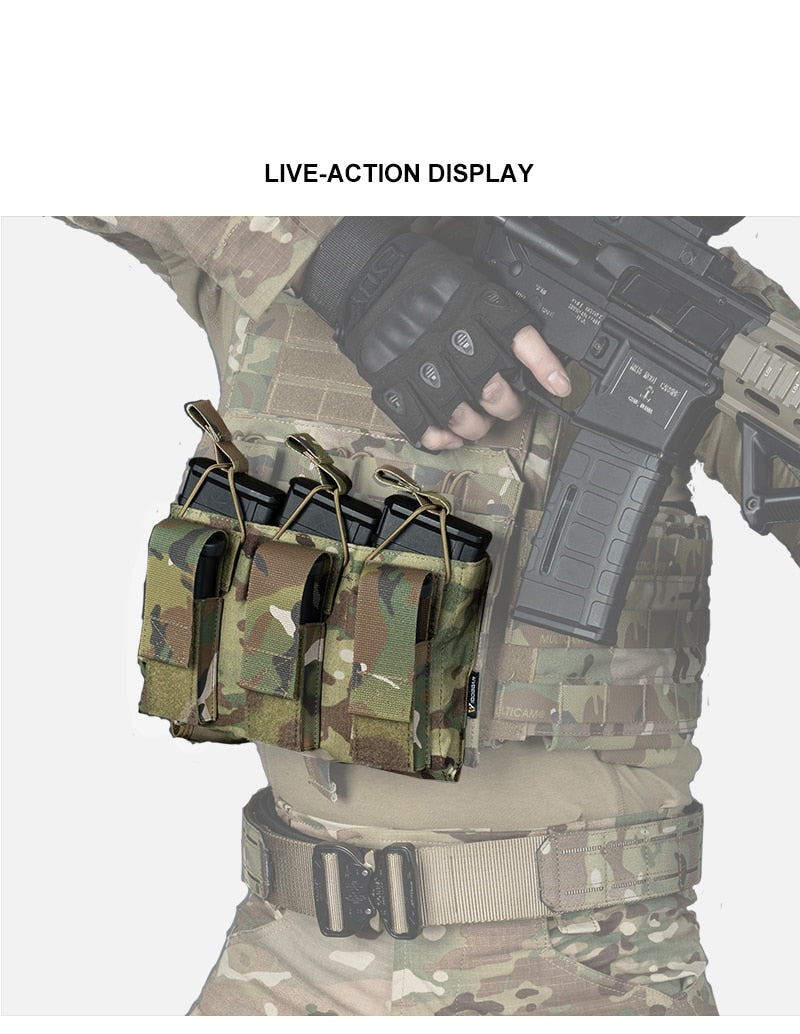 Triple 5.56 Mag/Pistol Pouch Panel (5 plus 2) - Black