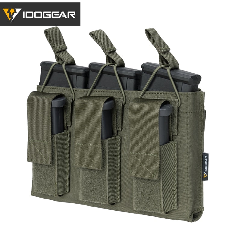 Emerson Tactical Triple 5.56 Magazine Pouch – Hook & Loop Panel Mount – Ambidextrous Nylon Mag Carrier