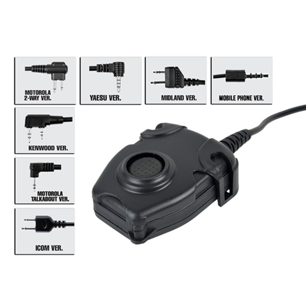 Tactical Headphone PTT Push To Talk Adapter 1 - 2 Pin Radio